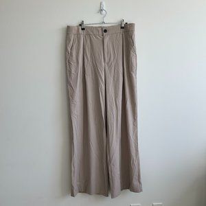 Zara High Rise Wide Leg Tailored Pants Sz XL Beige Color